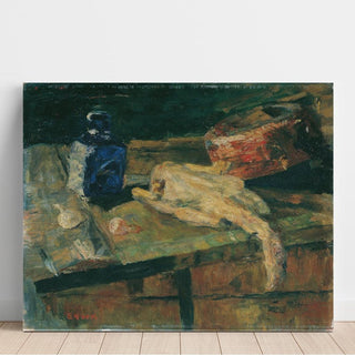 Nature morte avec bouteille bleue et poulet plumé - James Ensor | Reproduction Tableau Décoration murale affiche copie