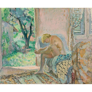 Nu Assis Sur Un Canapé Près De La Fenêtre - Henri Lebasque | Reproduction Tableau Décoration murale affiche copie