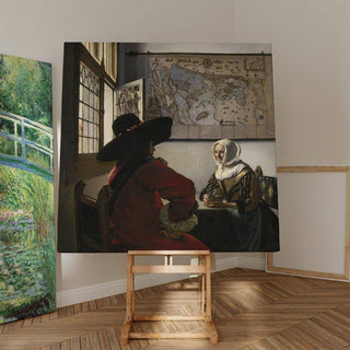 Officier et fille qui rit - Johannes Vermeer | Reproduction Tableau Décoration murale affiche copie