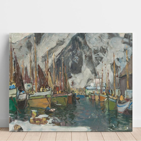 Riproduzione del dipinto Tra le barche da pesca a Svolvær, studio delle Lofoten - Anna Boberg