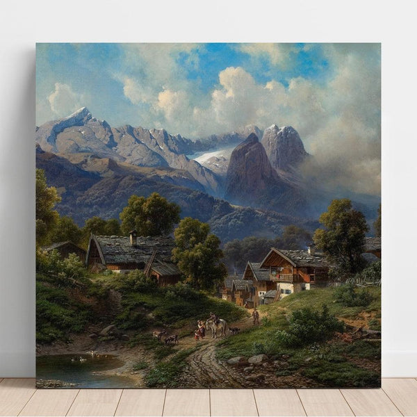Riproduzione del dipinto Partenkirchen in Baviera all'alba - Carl Millner
