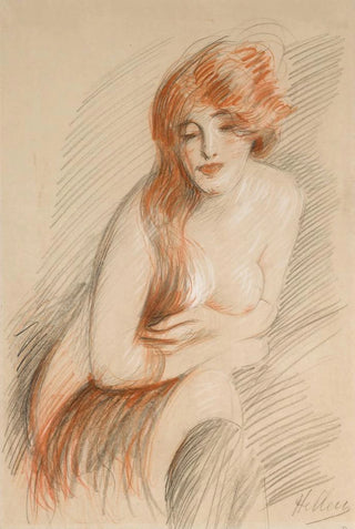 Paul Csar Helleu - Nu Fminin La Longue Chevelure.webp