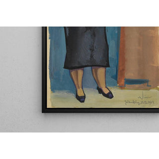 Sans titre femme en chemisier bleu et robe noire - Karl Wiener | Reproduction Tableau Décoration murale affiche copie