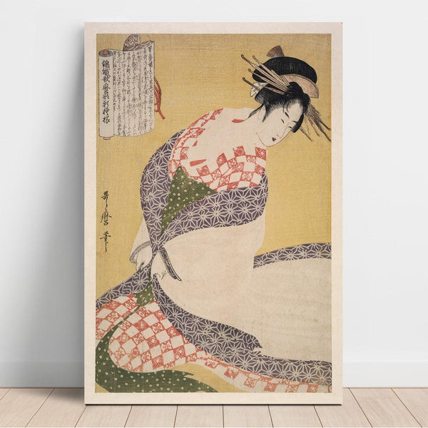 Riproduzione del dipinto Shira-uchikake - Il soprabito bianco - Kitagawa Utamaro