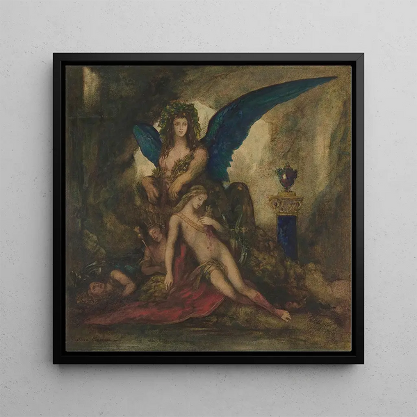 Sphinx in una grotta, re poeta e guerriero - Gustave Moreau — quadro incorniciato alla parete