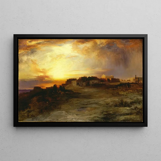 Thomas Moran - Pueblo at Sunset Laguna.webp