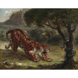 Tigre et serpent - Eugène Delacroix | Reproduction Tableau Décoration murale affiche copie