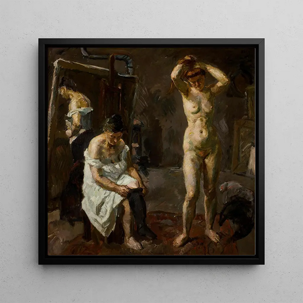 Tre donne nell'atelier - Max Beckmann — quadro incorniciato alla parete