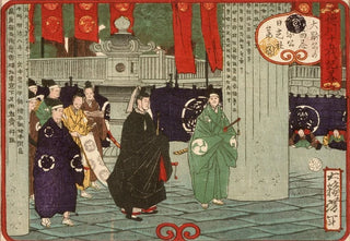 Tsukioka Yoshitoshi - Tokugawa Tsunayoshi Visiting Nikk Shrine on the Thirtieth Anniversary of Iemitsus Death.webp
