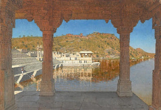 Vasily Vereshchagin - Rajnagar Marble Embankment Decorated with BasReliefs on a Lake in Udaipur.webp