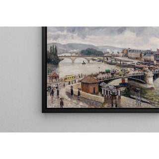 Vue sur le grand pont, Rouen, Pluie - Camille Pissarro | Reproduction Tableau Décoration murale affiche copie