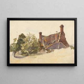 William James Mller - Study of a Cottage by a lane.webp