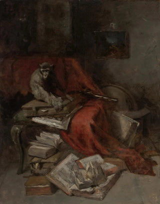 William Merritt Chase - Monkeying with Literature.webp