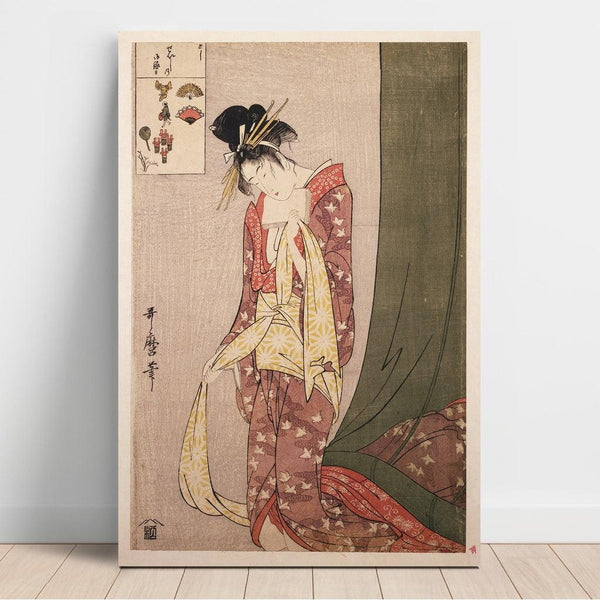 Riproduzione del dipinto Ōgiya Hanaōgi - Ōgiya Hanaōgi (indovinello illustrato) - Kitagawa Utamaro