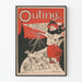 Poster vintage Outing for February con donna e cani