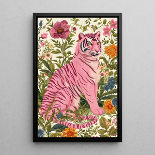 Manifesto animale - Tigre Rosa Floreale
