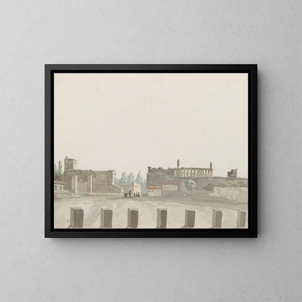 Vecchio palazzo della regina Jeanne all'uscita di Napoli presso Porta Capuana - Abraham Louis Rodolphe Ducros — quadro incorniciato alla parete