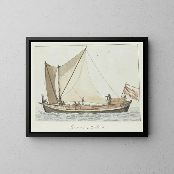 Speronare, nave originaria di Malta - Abraham Louis Rodolphe Ducros — quadro incorniciato alla parete