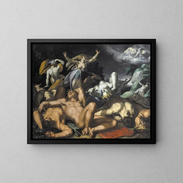 Apollo e Diana che puniscono Niobe uccidendo i suoi figli - Abraham Bloemaert — quadro incorniciato alla parete
