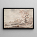 Paesaggio con albero antico e personaggi - Abraham Genoels II — quadro incorniciato alla parete