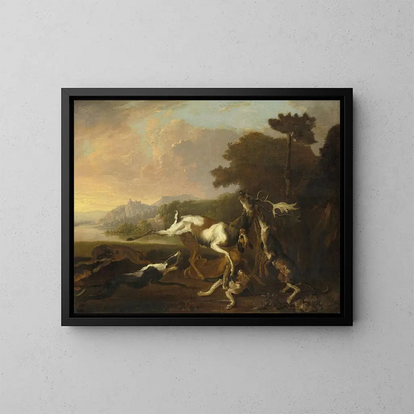 La Caccia al cervo - Abraham Hondius — quadro incorniciato alla parete