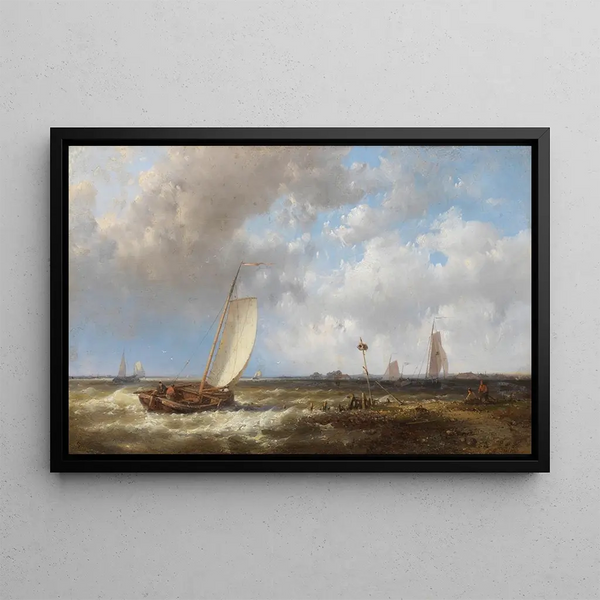 Navi al largo della costa - Abraham Hulk — quadro incorniciato alla parete