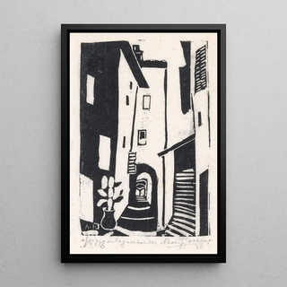 Abraham Johannes Jansma - Straatgezicht met trap in CagnessurMer.webp