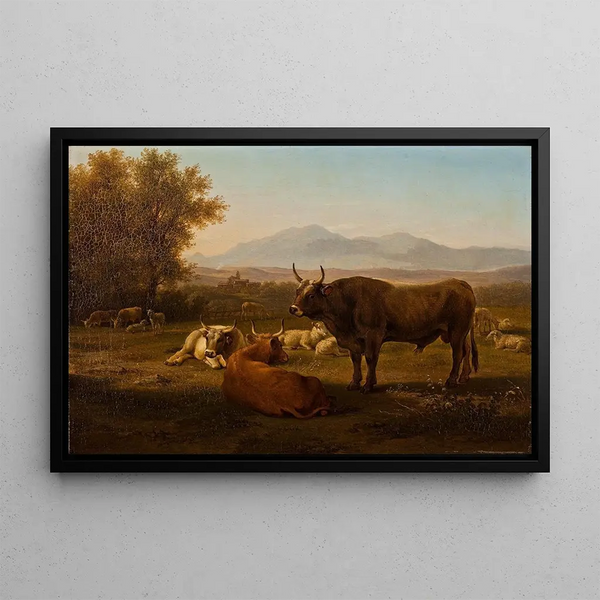 Paesaggio con bestiame - Abraham Teerlink — quadro incorniciato alla parete