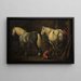 Interno di una stalla con due cavalli grigi pomellati - Abraham van Calraet — quadro incorniciato alla parete