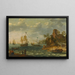 Navi ormeggiati al largo di una costa rocciosa con pescatori che scaricano il loro pescato - Abraham Willaerts — quadro incorniciato alla parete