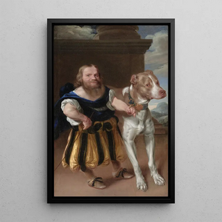 Abraham Wuchters - The Elector of Saxonys Italian Dwarf Giachomo Favorchi with Princess Magdalene Sibylles Dog Raro.webp