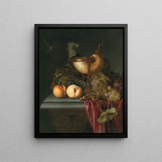 Abraham de Lust - Still life with a Nautilus cup grapes and peaches.webp