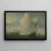 Vista marina con un porto sullo sfondo - Abraham de Verwer — quadro incorniciato alla parete