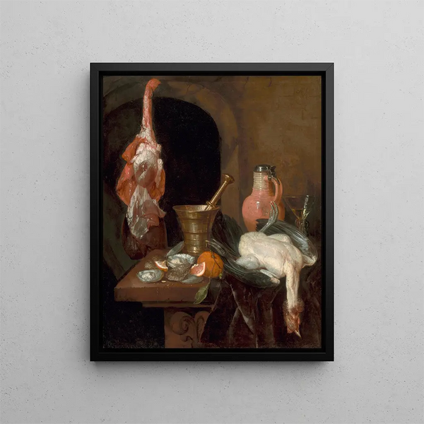Preparativi per un pasto - Abraham van Beyeren — quadro incorniciato alla parete