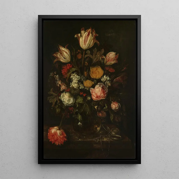 Nature morte con fiori - Abraham van Beyeren — quadro incorniciato alla parete
