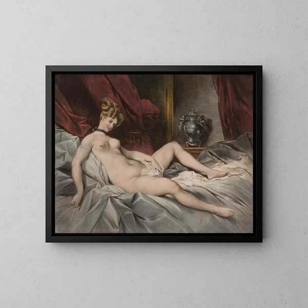 La donna con l'ombrello - Achille Devéria — quadro incorniciato alla parete