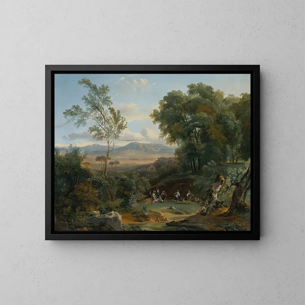 Paesaggio con vista su Frascati - Achille Etna Michallon — quadro incorniciato alla parete