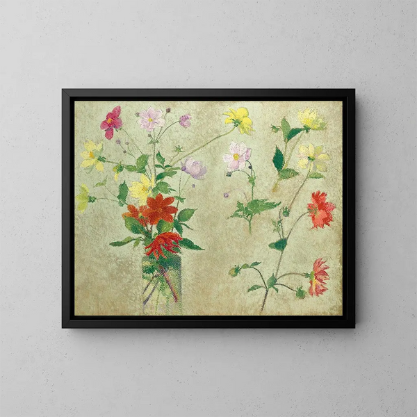 Bouquet e studio di fiori - Achille Laugé — quadro incorniciato alla parete