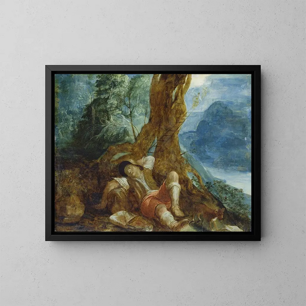Il sogno di Giacobbe - Adam Elsheimer — quadro incorniciato alla parete