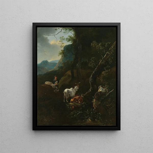 Adam Pynacker - A Sherpherdess with Animals in a Mountainous Landscape.webp