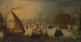 Paesaggio con pattinatori sul canale ghiacciato e una barca sul ghiaccio - Adam van Breen — vista dell’opera