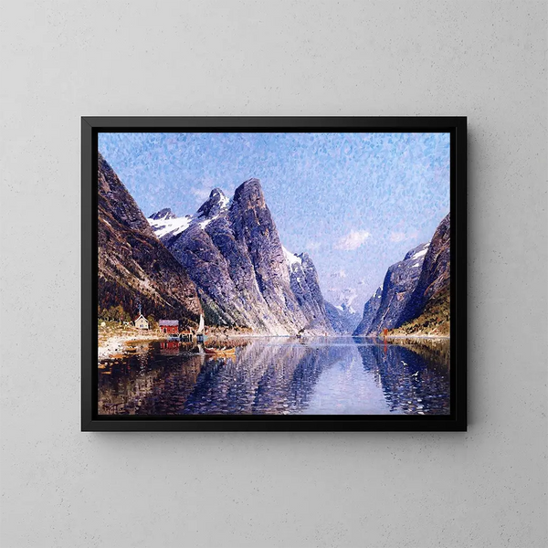 Un paesaggio di fiordo norvegese - Adelsteen Normann — quadro incorniciato alla parete