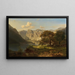Un lago di montagna con pastori - Adolf Chwala — quadro incorniciato alla parete