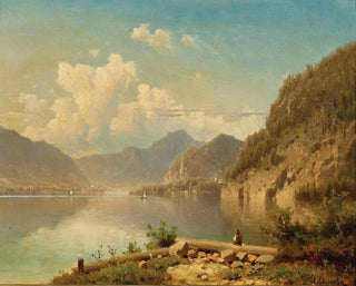 Adolf Chwala - A Scene on Lake Wolfgangsee.webp
