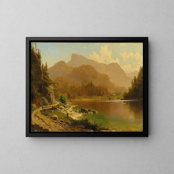 Le Krottensee con vista sul Schafberg - Adolf Chwala — quadro incorniciato alla parete