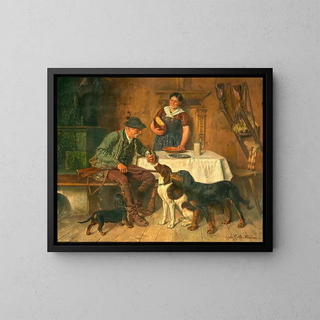 Adolf Eberle - A Hunter Resting Joyful Welcome.webp