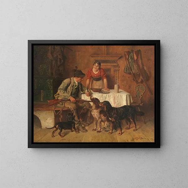 Pasto del cacciatore - Adolf Eberle — quadro incorniciato alla parete
