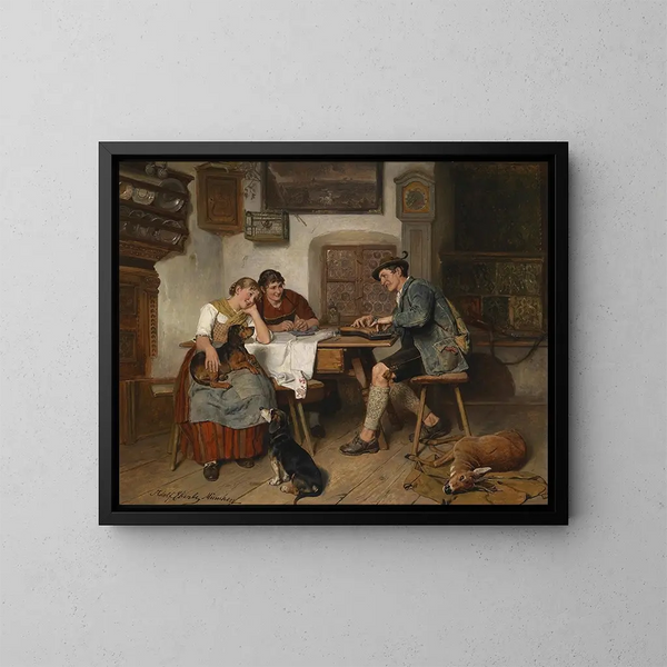 Divertissement musicale sulla malga - Adolf Eberle — quadro incorniciato alla parete