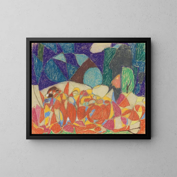 Gruppo di figure sotto forme lilla - Adolf Hölzel — quadro incorniciato alla parete