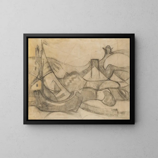 Bateaux a vela davanti a Knokke - Adolf Hölzel — quadro incorniciato alla parete